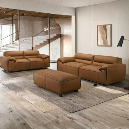 Zander 3+2 Leather Tan or Olive Sofa Set