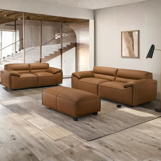 Zander 3+2 Leather Tan or Olive Sofa Set