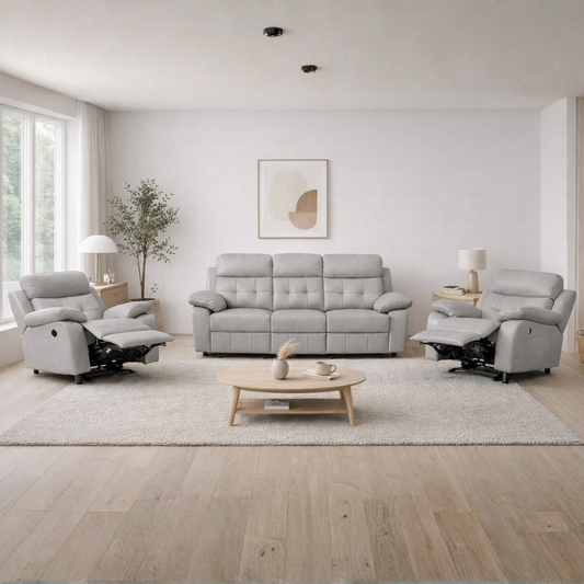 Cosmic Leather Recliner Lounge Set - Silver