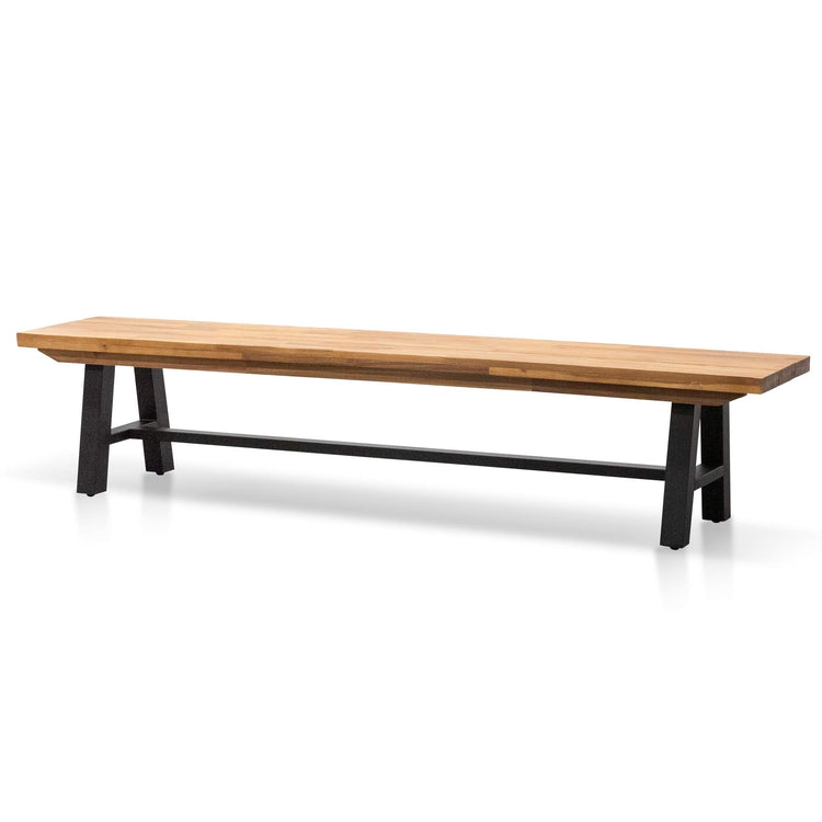 Ellis 2.1m Outdoor Timber Bench – Natural Top, Black Legs
