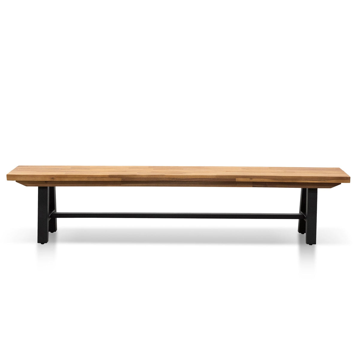 Ellis 2.1m Outdoor Timber Bench – Natural Top, Black Legs – view 3