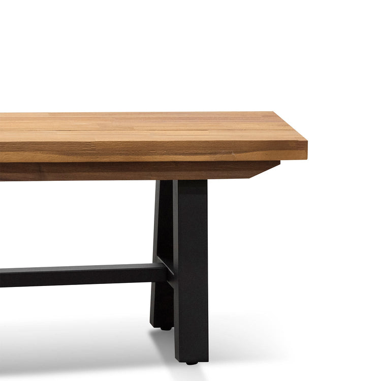 Ellis 2.1m Outdoor Timber Bench – Natural Top, Black Legs – view 6