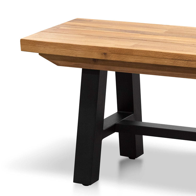Ellis 2.1m Outdoor Timber Bench – Natural Top, Black Legs – view 4