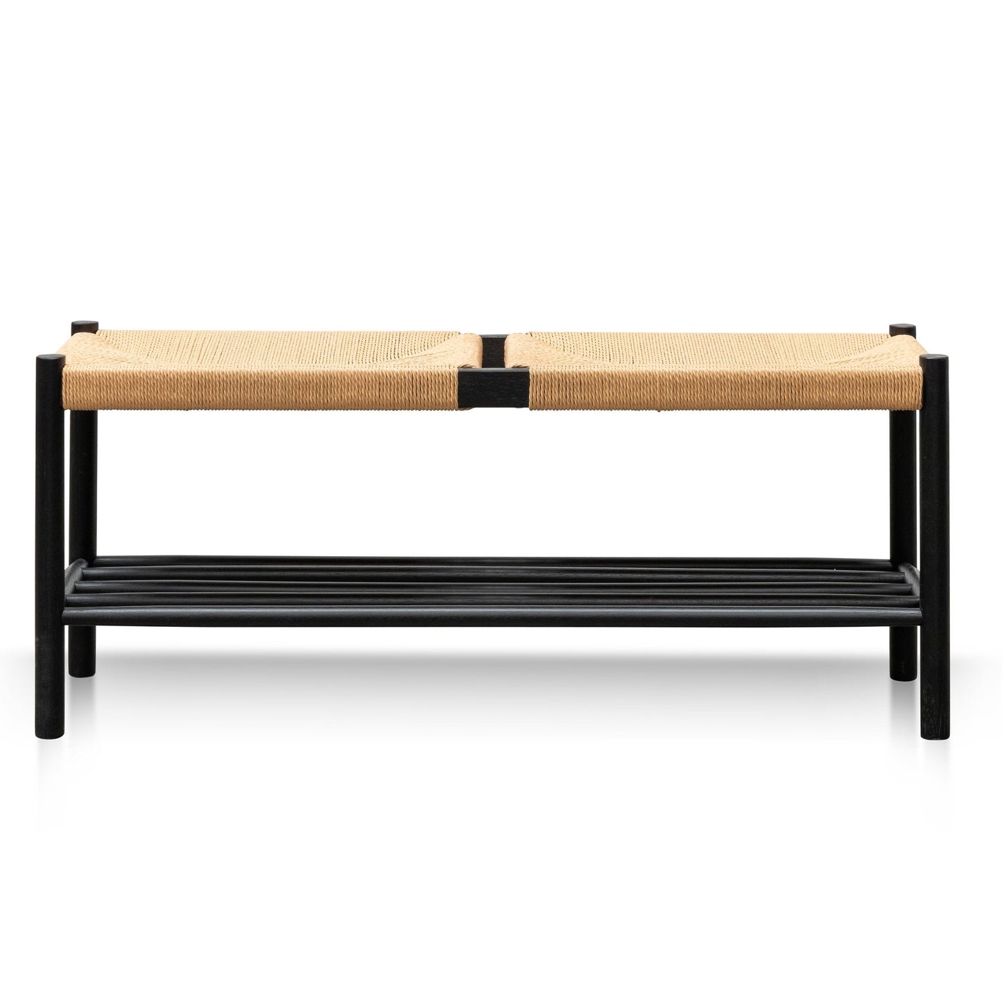 Erika 110cm Black Oak Bench - Natural Seat