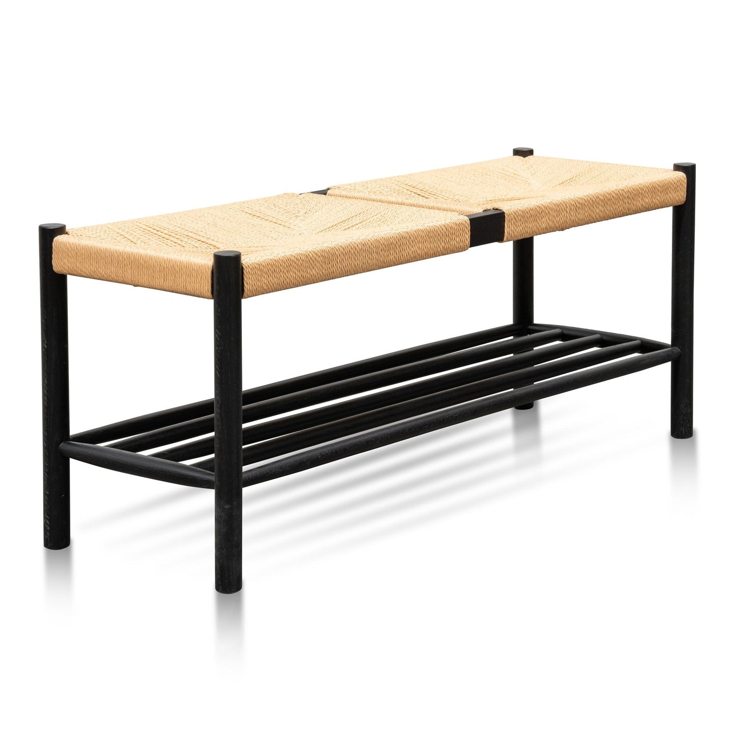 Erika 110cm Black Oak Bench - Natural Seat