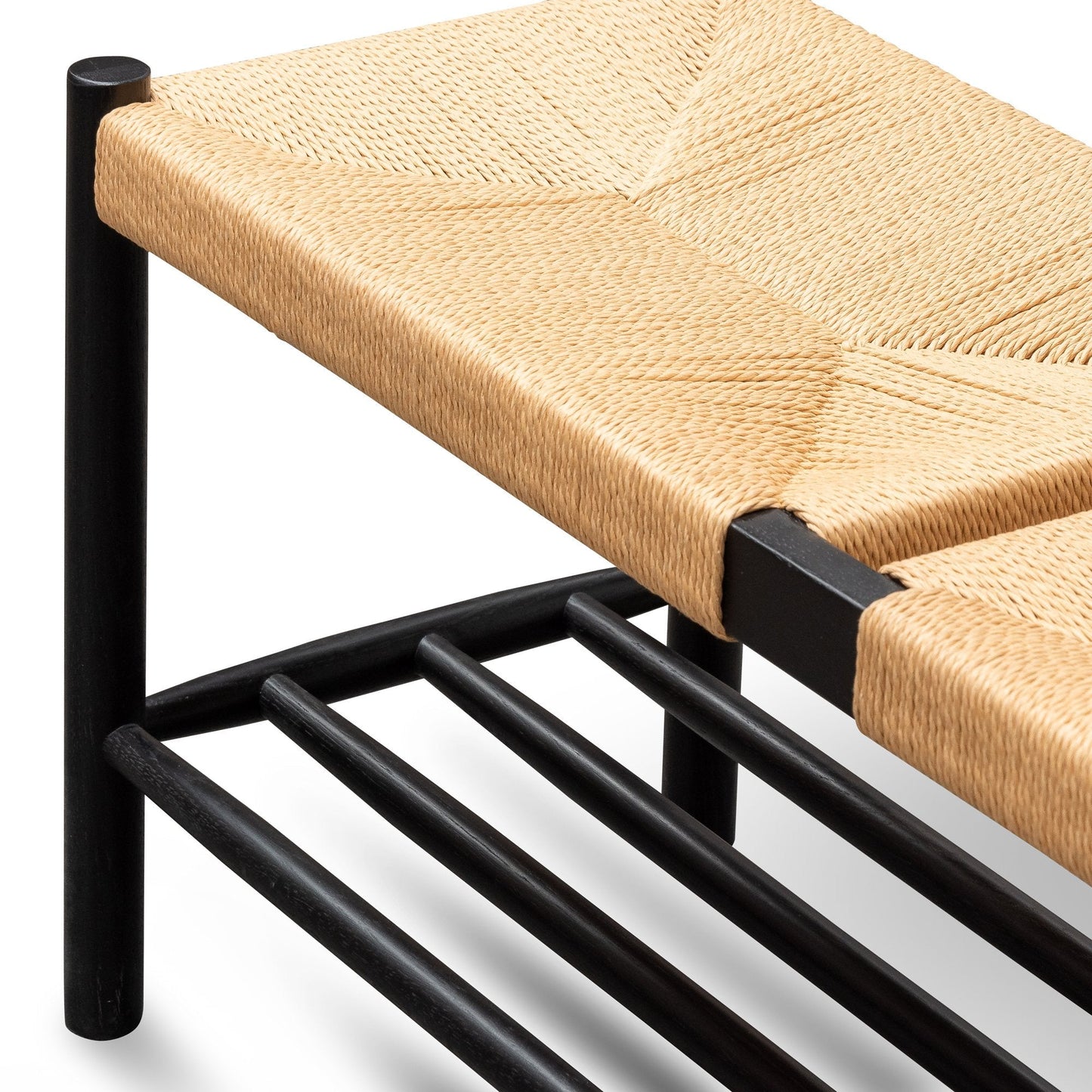 Erika 110cm Black Oak Bench - Natural Seat