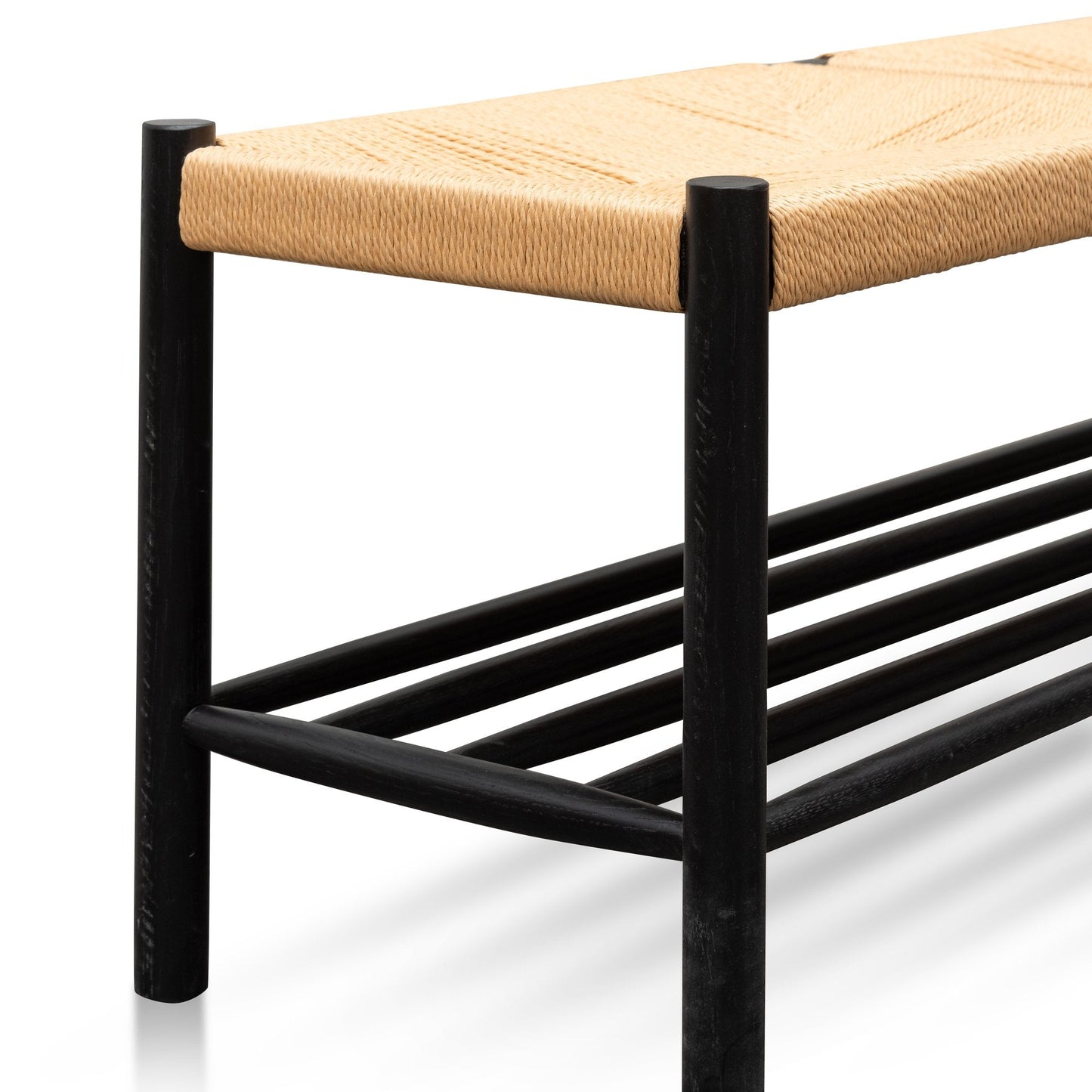 Erika 110cm Black Oak Bench - Natural Seat