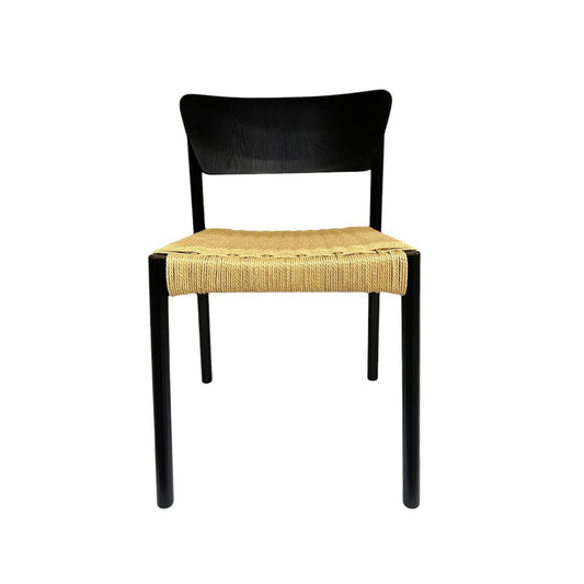Ex Display - Filiberto Natural Rope Seat Dining Chair - Black - LAST ONE