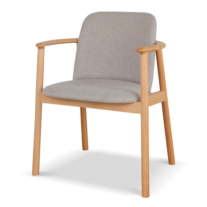 Set of 2 - Natural Dining Armchair - Grey Seat