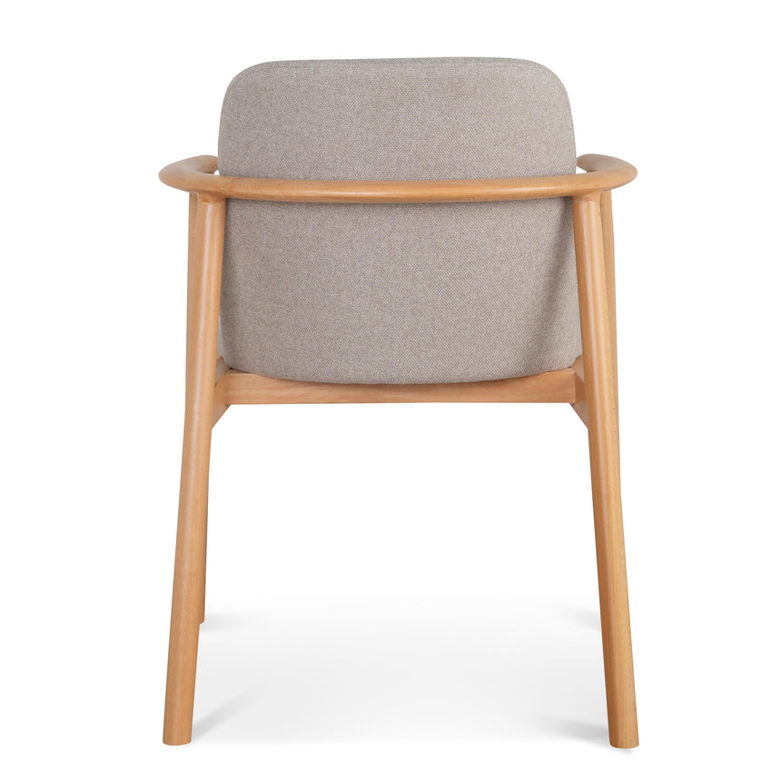 Set of 2 - Natural Dining Armchair - Grey Seat