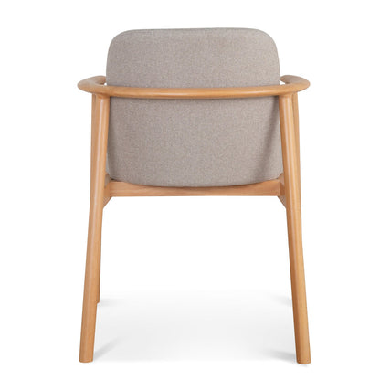 Set of 2 - Natural Dining Armchair - Grey Seat