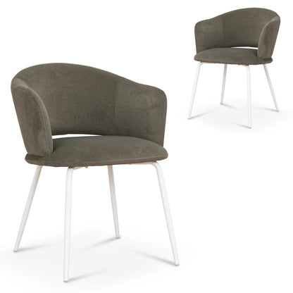 White Dining Chair - Dark Moss Green (Set of 2)