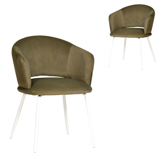 Set of 2 - Merrill White Dining Chair - Olive Green