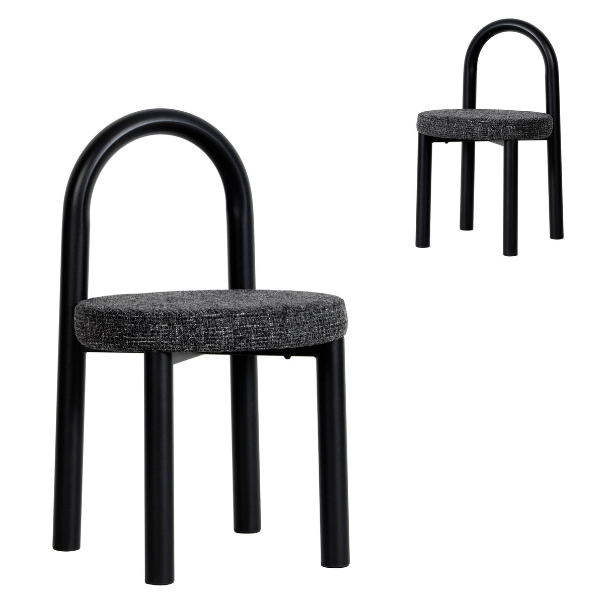 Luzia Dining Chair – Black Frame, Field Charcoal (Set of 2)