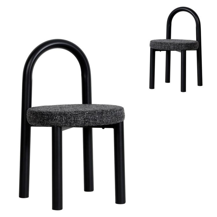Luzia Dining Chair – Black Frame, Field Charcoal (Set of 2)