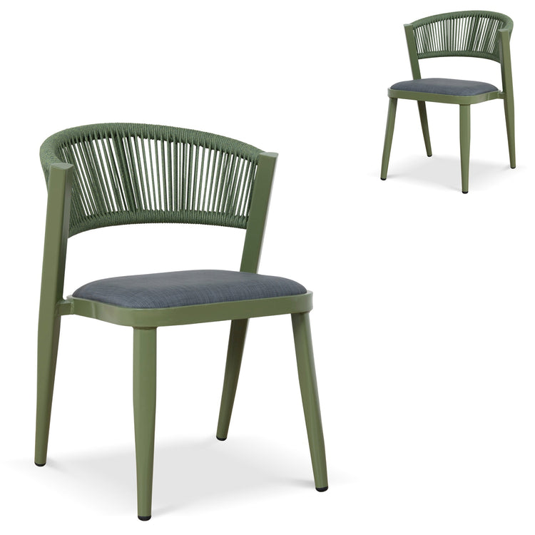 Marzella Outdoor Dining Chair – Army Green (Set of 2)