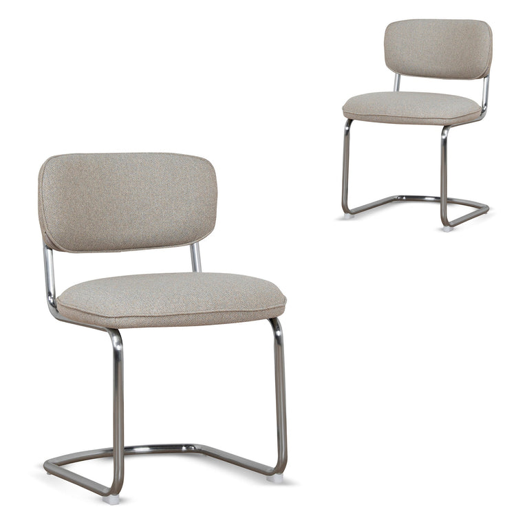 Axel Chrome Dining Chair – Henry Beige (Set of 2)