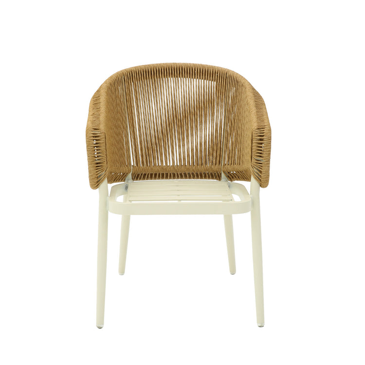 Veloria Rattan Outdoor Dining Armchair – Beige Cushion – view 3