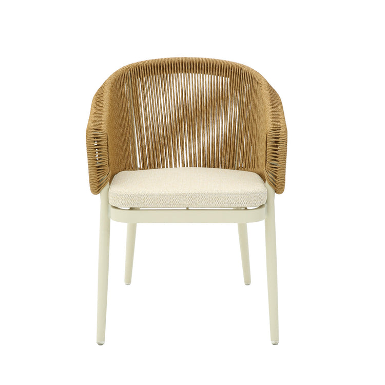 Veloria Rattan Outdoor Dining Armchair – Beige Cushion – view 2