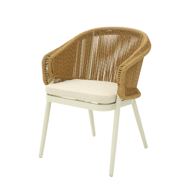 Veloria Rattan Outdoor Dining Armchair – Beige Cushion – view 4