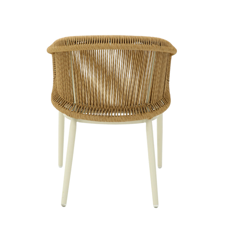Veloria Rattan Outdoor Dining Armchair – Beige Cushion – view 5