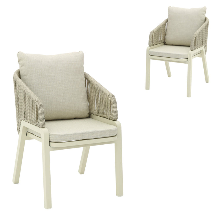 Tivaro Rattan Outdoor Dining Chair – Grey Cushion (Set of 2)