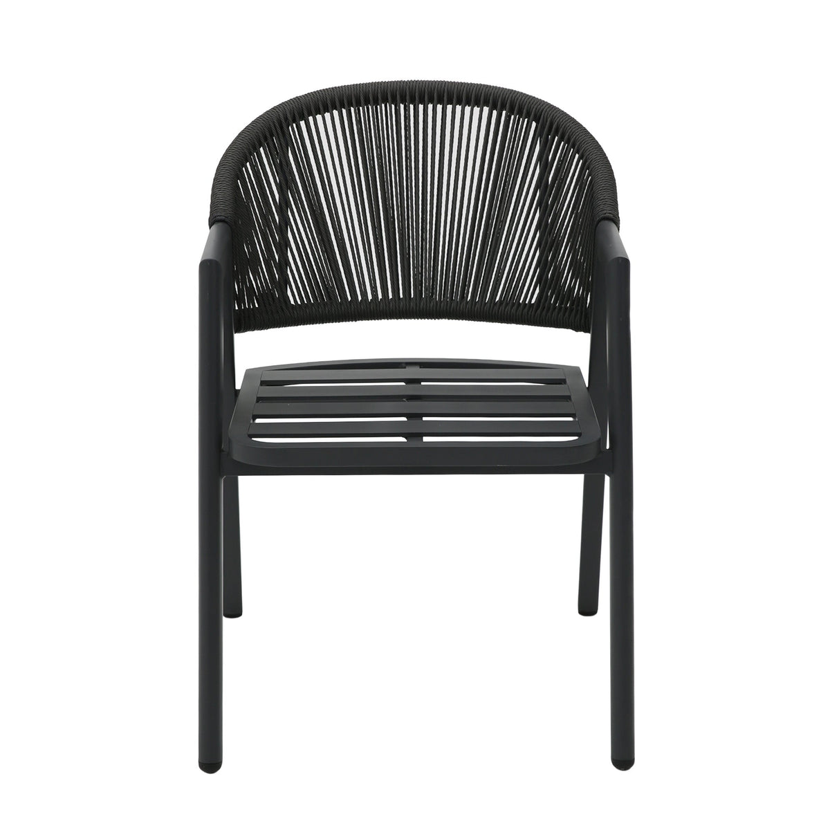 Olvian Rattan Outdoor Dining Armchair – Dark Grey (Set of 2) – view 3