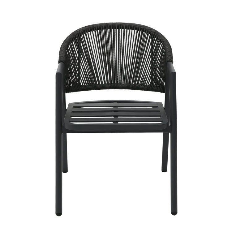 Olvian Rattan Outdoor Dining Armchair – Dark Grey (Set of 2) – view 3