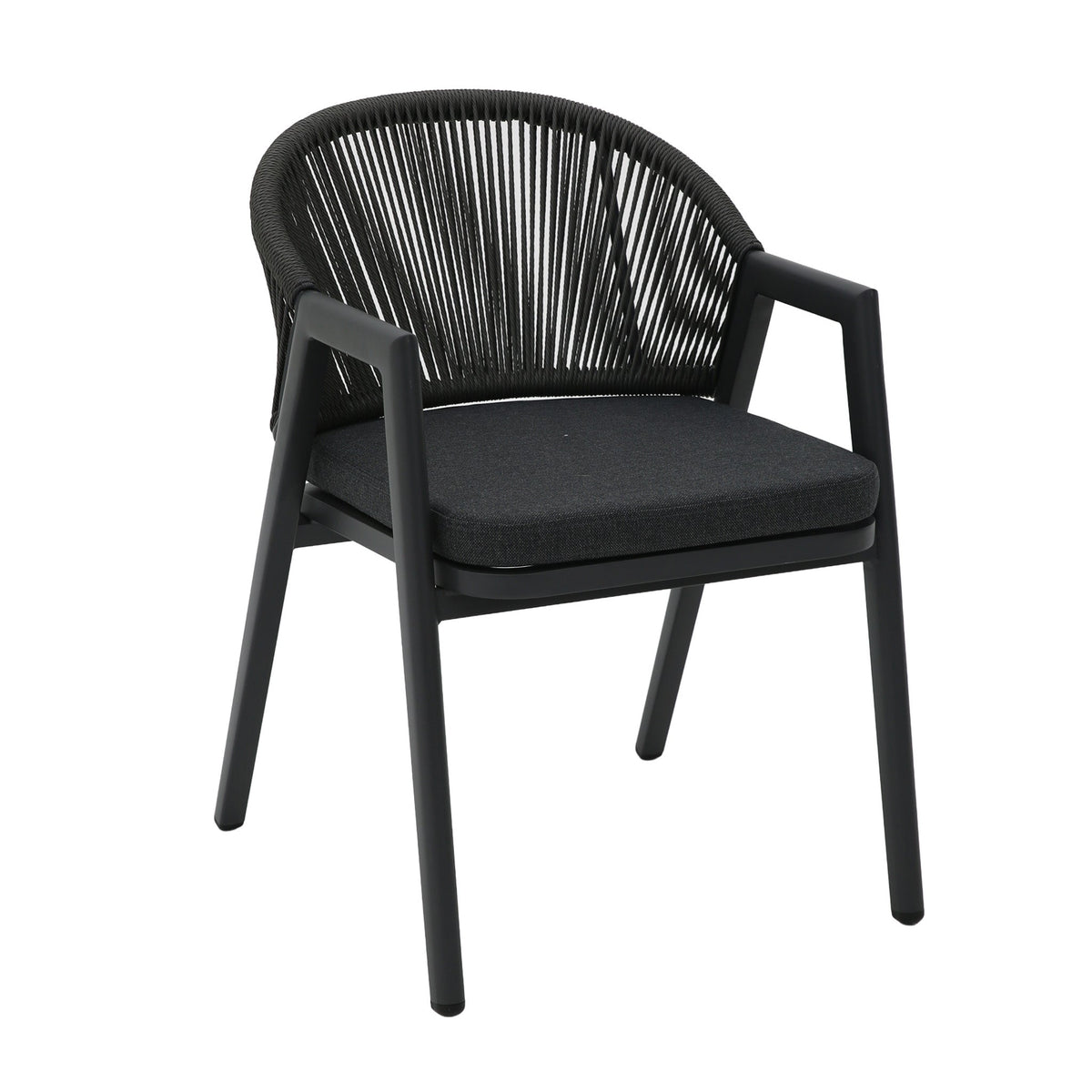 Olvian Rattan Outdoor Dining Armchair – Dark Grey (Set of 2) – view 4