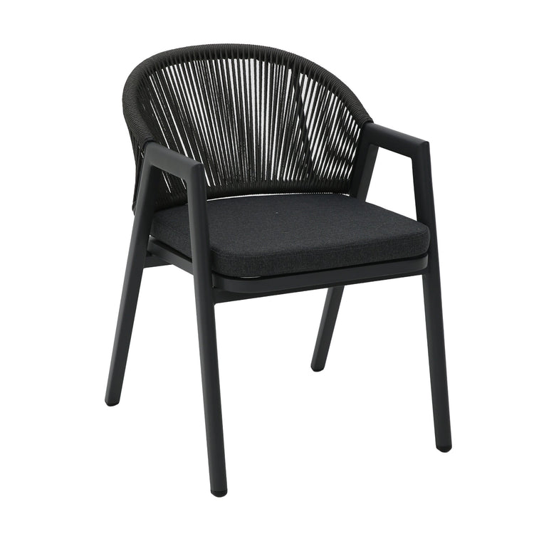Olvian Rattan Outdoor Dining Armchair – Dark Grey (Set of 2) – view 4