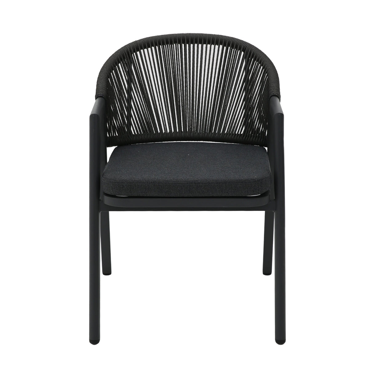 Olvian Rattan Outdoor Dining Armchair – Dark Grey (Set of 2) – view 2