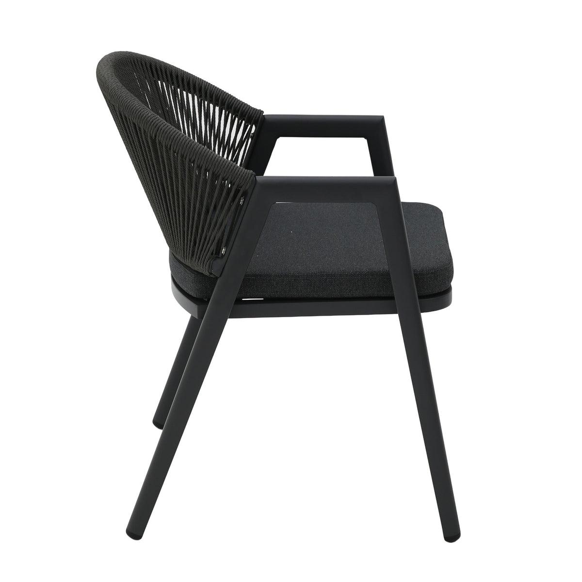 Olvian Rattan Outdoor Dining Armchair – Dark Grey (Set of 2) – view 5