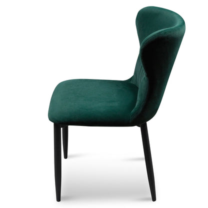 Mavis Dining Chair - Dark Green Velvet in Black Legs - Last One