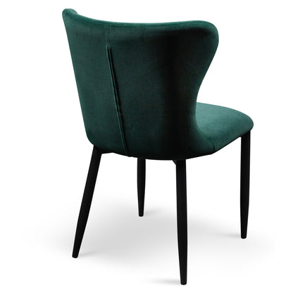 Mavis Dining Chair - Dark Green Velvet in Black Legs - Last One