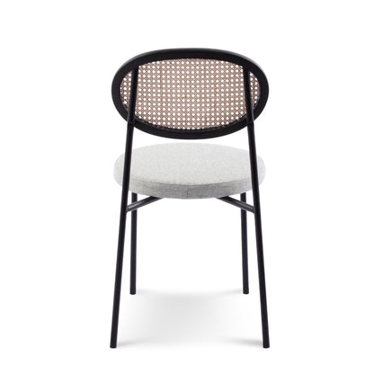 Lesley Rattan Back Dining Chair - Silver Grey Fabric