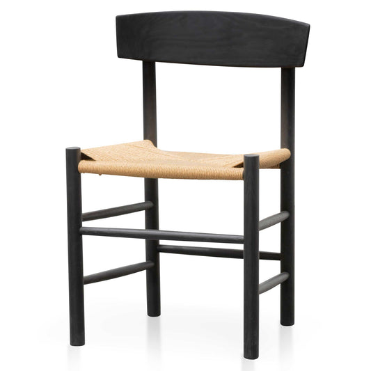 Ex Display - Erika Rattan Black Dining Chair - Natural Seat