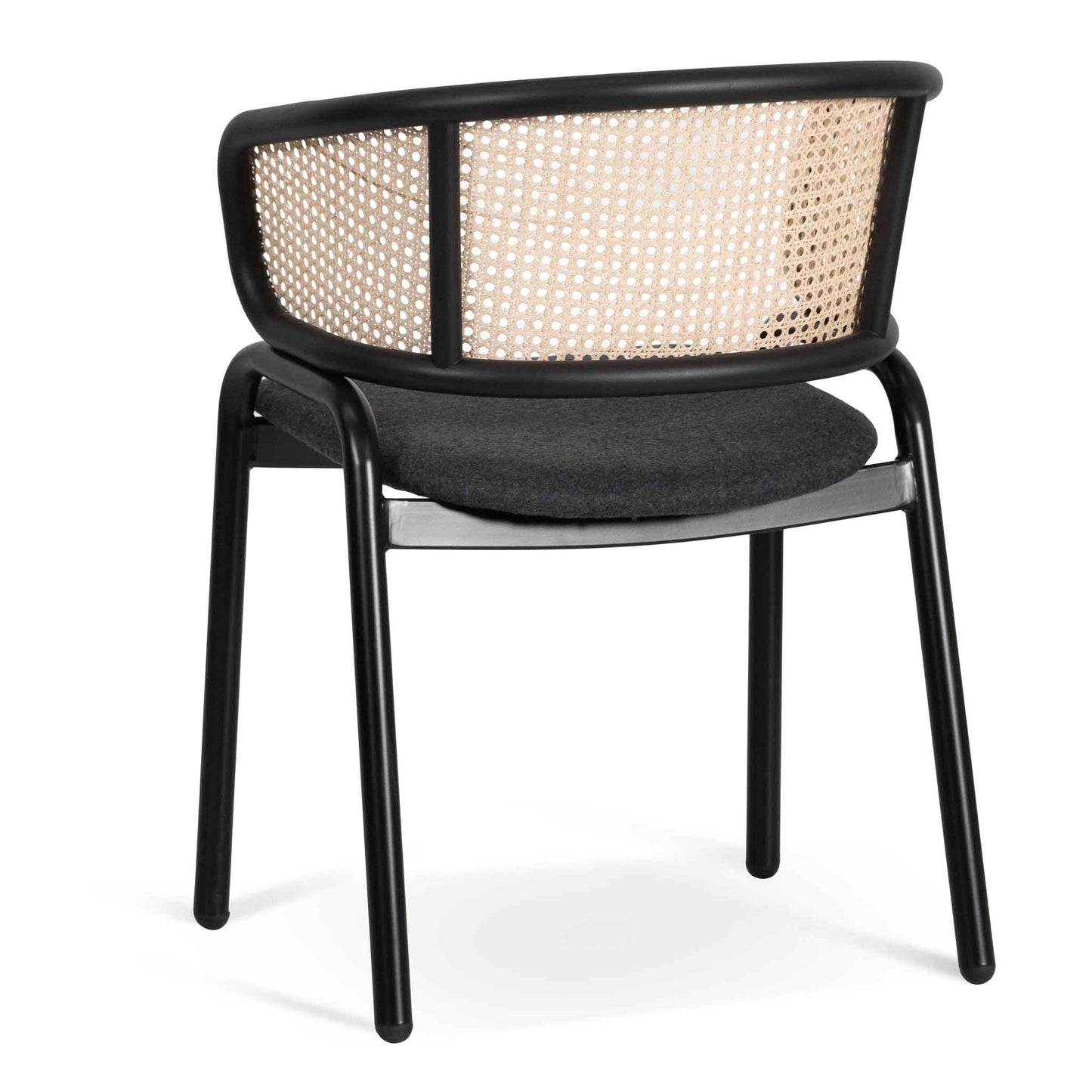 Set of 2 - Florine Fabric Dining Chair - Grey with Rattan Back