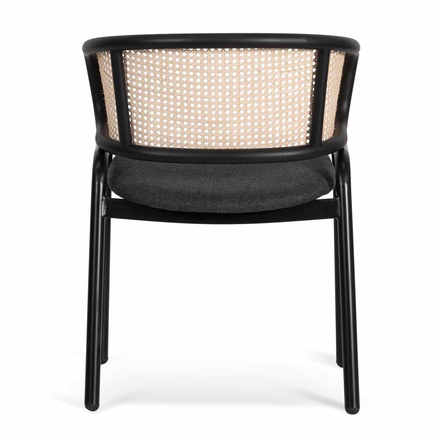 Set of 2 - Florine Fabric Dining Chair - Grey with Rattan Back