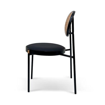 Ex Display - Lesley Natural Rattan Dining Chair - Black with Brass Cap