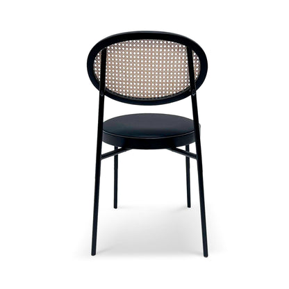 Ex Display - Lesley Natural Rattan Dining Chair - Black with Brass Cap