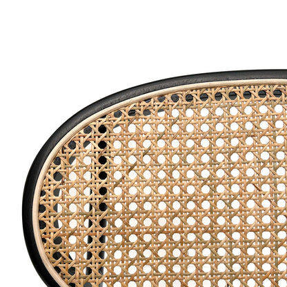 Ex Display - Lesley Natural Rattan Dining Chair - Black with Brass Cap