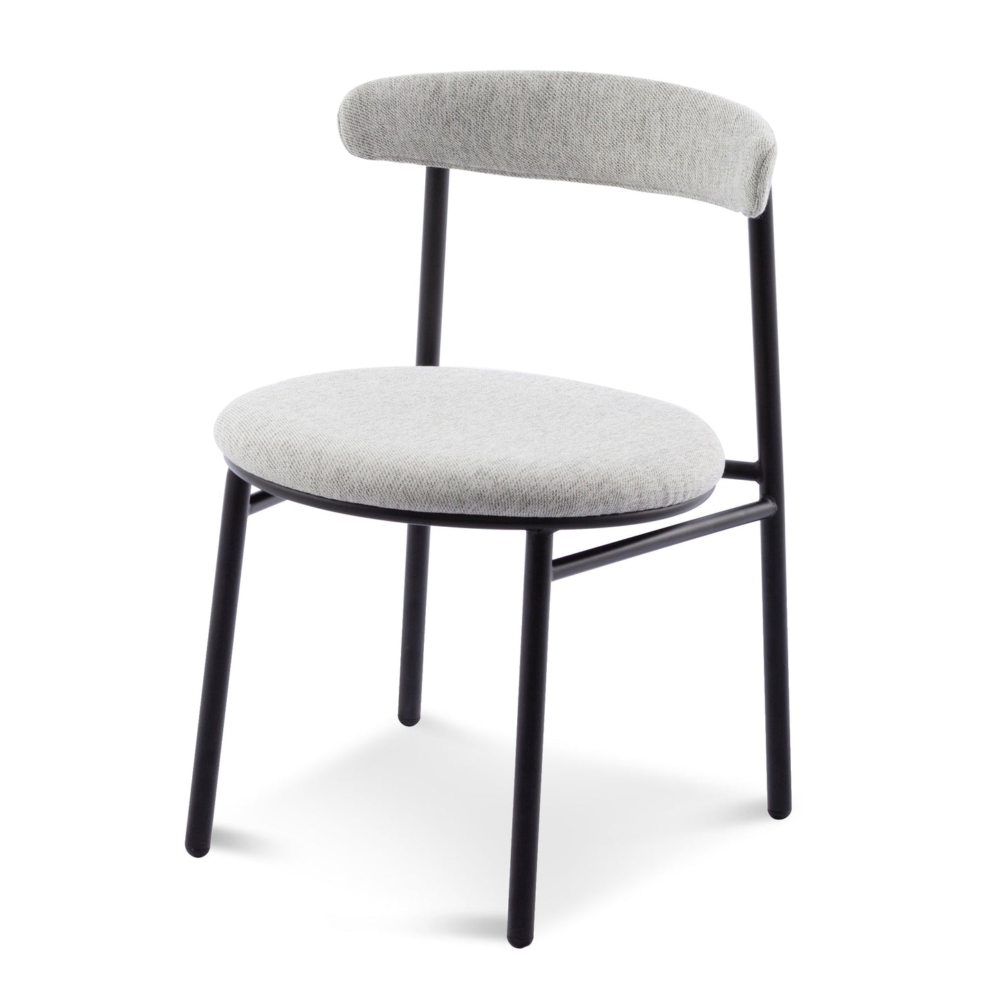 Ex Display - Set of 2 Oneal Fabric Dining Chair - Silver Grey with Black Legs