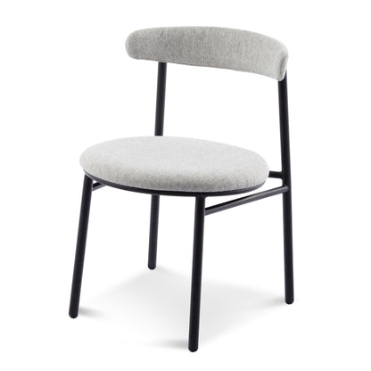 Ex Display - Set of 2 Oneal Fabric Dining Chair - Silver Grey with Black Legs