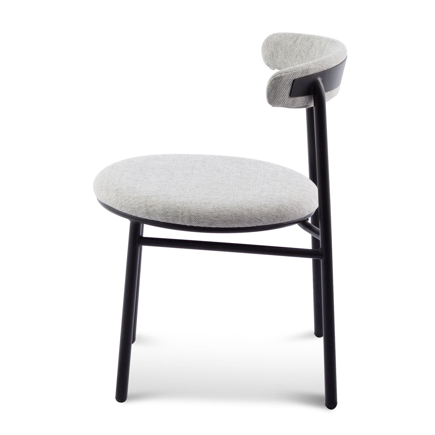 Ex Display - Set of 2 Oneal Fabric Dining Chair - Silver Grey with Black Legs