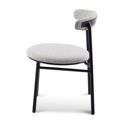 Ex Display - Set of 2 Oneal Fabric Dining Chair - Silver Grey with Black Legs