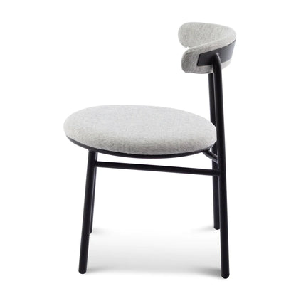 Fabric Dining Chair - Silver Grey with Black Legs(Set of 2)