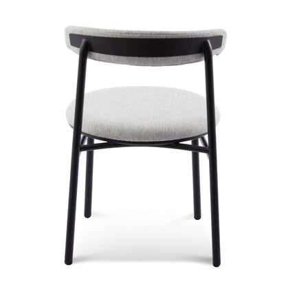Ex Display - Set of 2 Oneal Fabric Dining Chair - Silver Grey with Black Legs