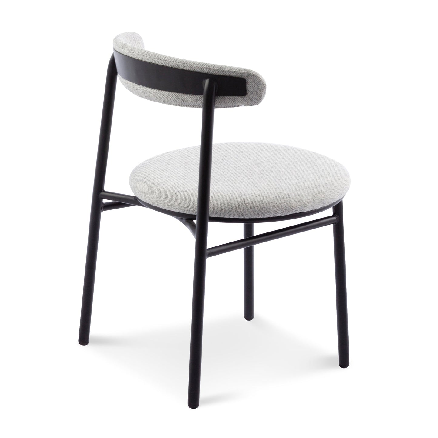 Ex Display - Set of 2 Oneal Fabric Dining Chair - Silver Grey with Black Legs