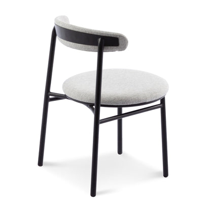 Ex Display - Set of 2 Oneal Fabric Dining Chair - Silver Grey with Black Legs