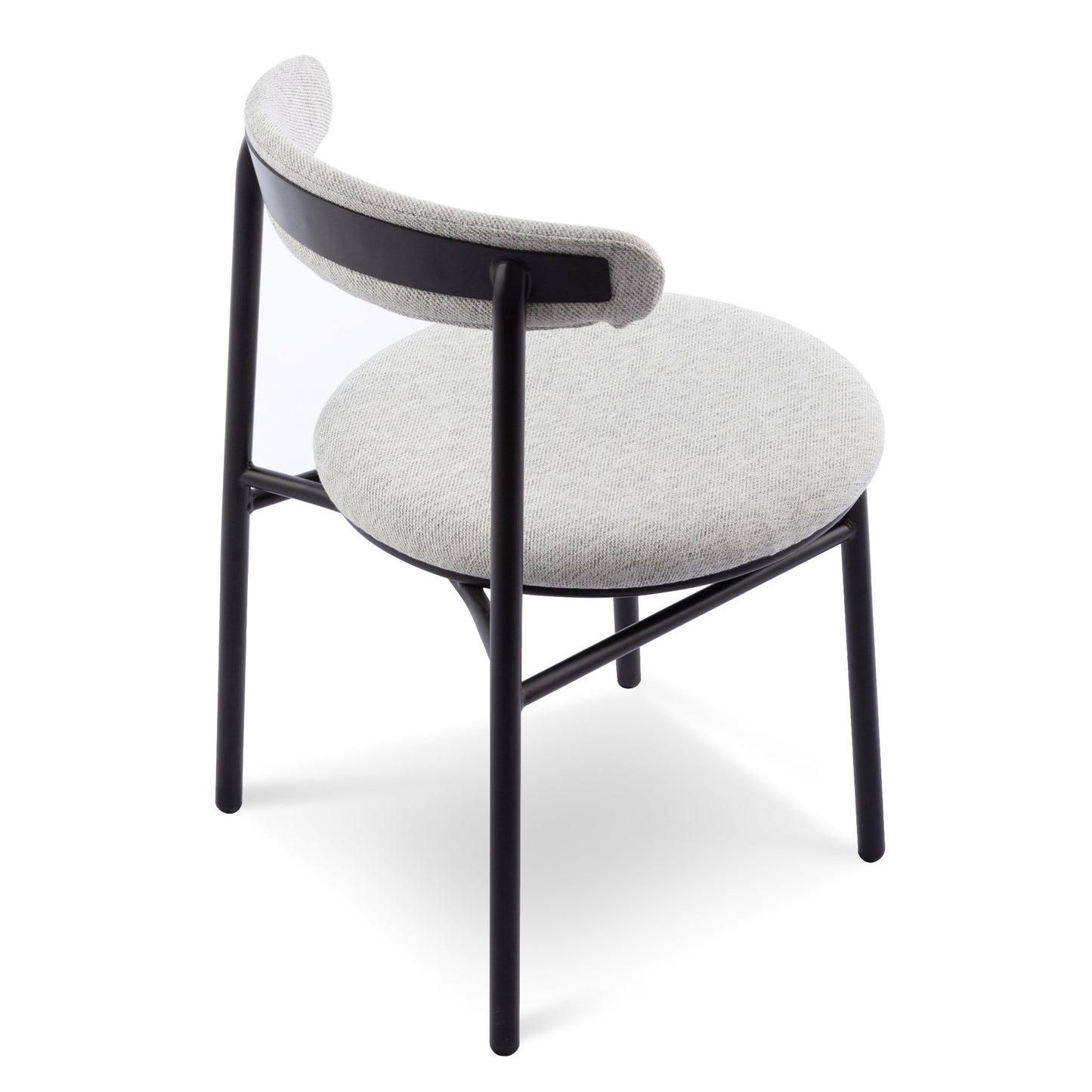 Ex Display - Set of 2 Oneal Fabric Dining Chair - Silver Grey with Black Legs